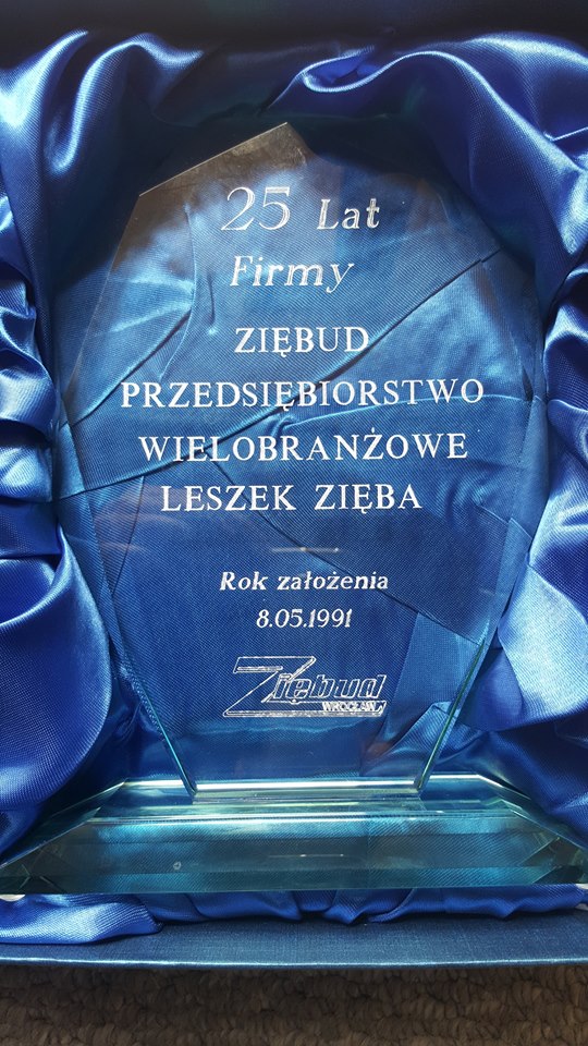 Nagroda 25 lat firmy ZIEBUD — rok założenia 1991